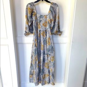 Fate Square Neck Floral Long Sleeve Maxi Dress Womens Size Small